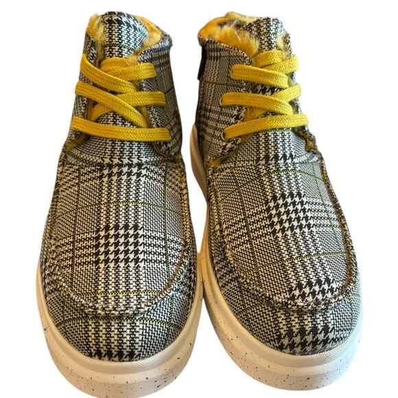 NIB Romika Helsinki 02 Boots Women's Size 38 US 7.5 M Plaid Black Yellow Fuzzy - Picture 3 of 8